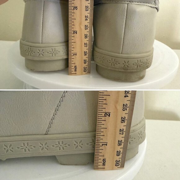 JustFab Marley Winter Boots Size 8 Lace Up Light Gray Faux Fur Trim - Picture 11 of 16